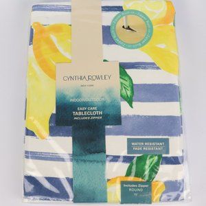Cynthia Rowley Round 70" Tablecloth Lemon Stripe
